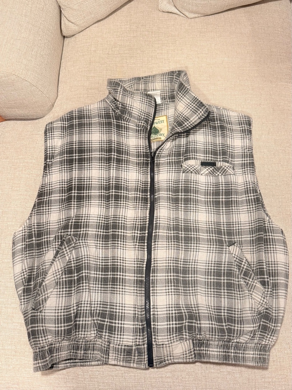 Northwest Territory Plaid Fleece Shirt Jacket in Gray and Cream